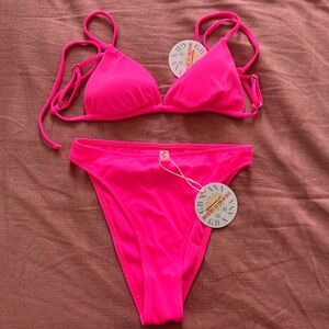 Grey Bandit Neon Pink Bikini Set